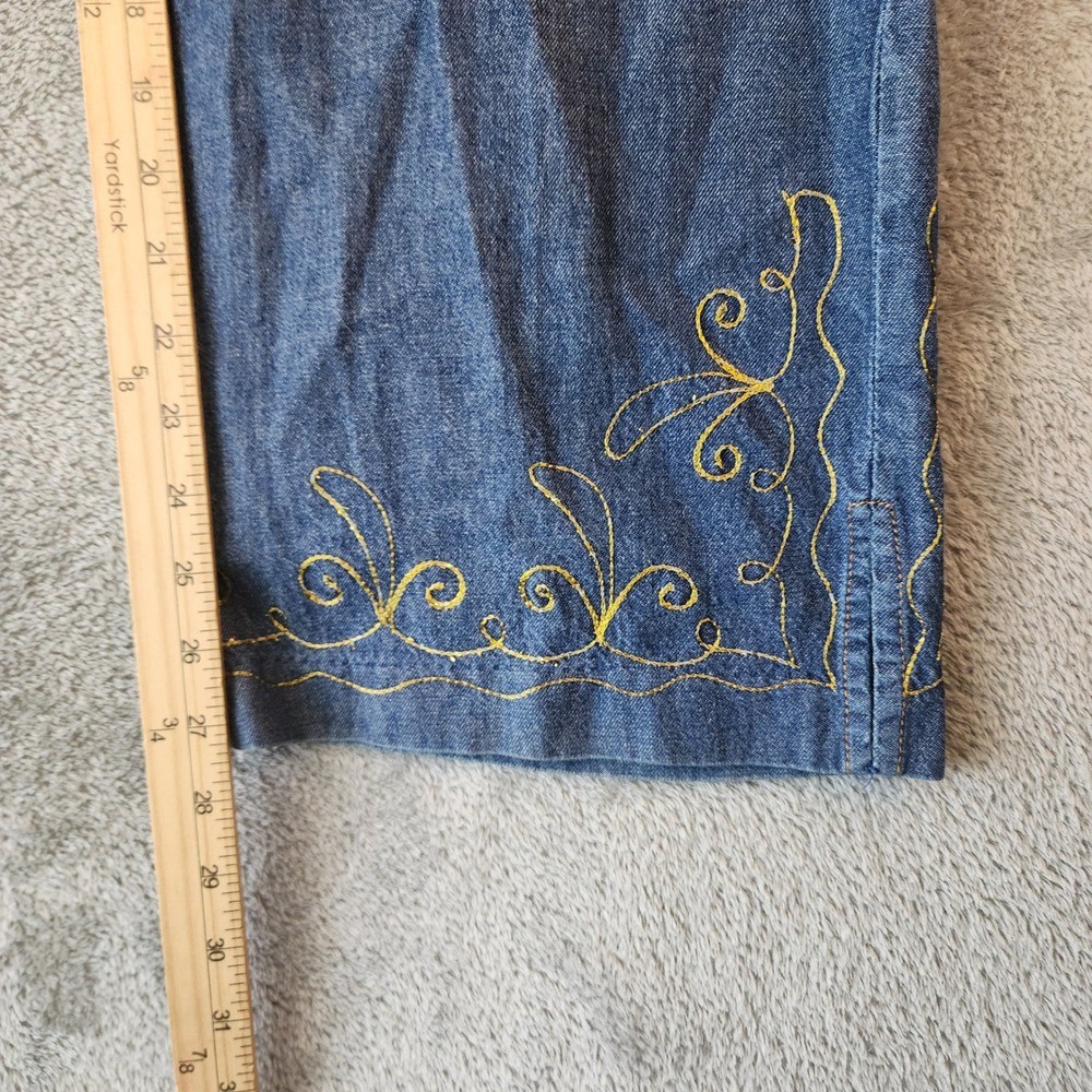 MetroStyle 2 Piece Set Womens Size 16 Top Pants Blue Denim Floral 90s Vintage - Picture 8 of 12